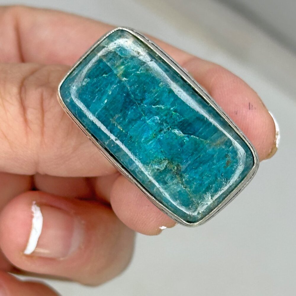 Blue Apatite & Silver Ring